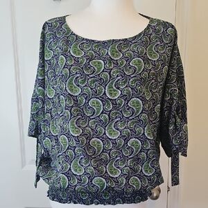 Michael Kors Green and Purple Paisley Blouse